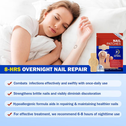 Nail Patches, 21 Pcs Toenail Care Patches Overnight Nail Care, Support the Appearance of Dry, Rough, & Brittle Toenails, Moisturizing Dry Nails for Men and Women