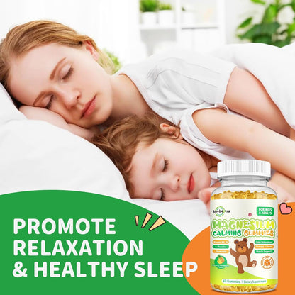 Magnesium Gummies for Kids - Magnesium Glycinate Supplement with L-Theanine, Vitamin B6, D3 for Adults & Kids, Calm Magnesium for Sleep, Relaxation, Brain, Bones, Orange & Pineapple