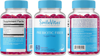 SmileVites Prebiotics Fiber Gummy Digestive Health - Vegan Friendly, GMO Free, Kosher