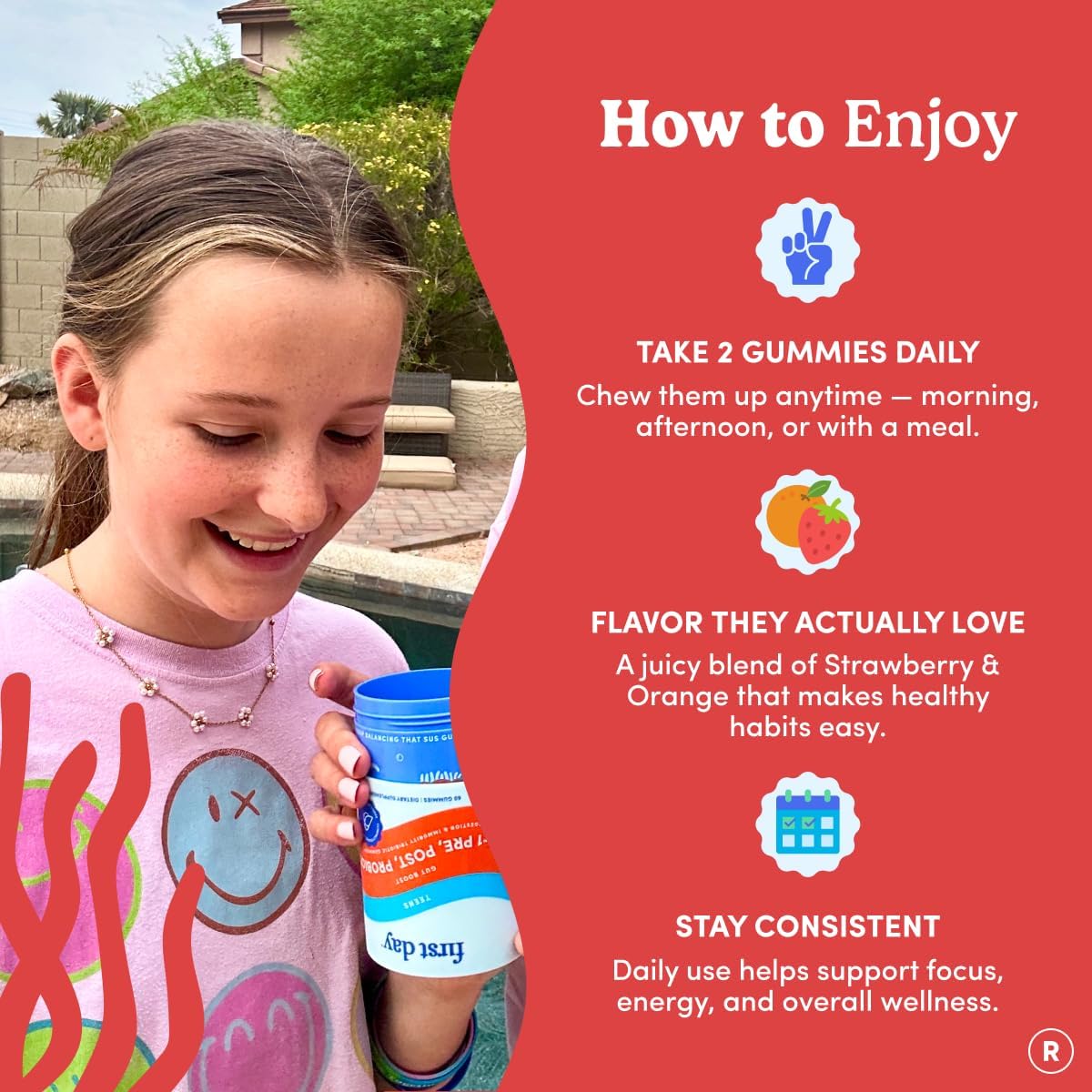 FIRST DAY Probiotic for Teens Ages 13-18, 3-in-1 Gummies, 60ct