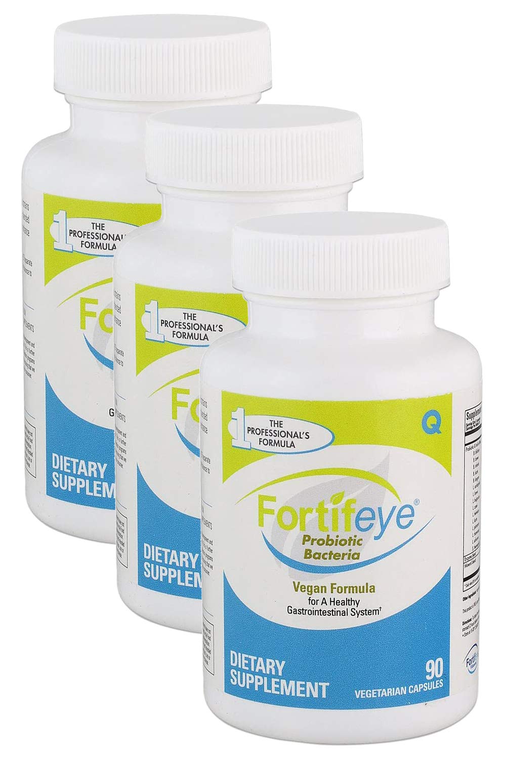 Fortifeye Probiotic Bacteria Vegan Supplement with Digestive Enzymes 90 Capsules 30 Day Supply - Probiotics for Digestive Health Women, Men & Kids, Supports Digestion, Bloating and Ocular Systems