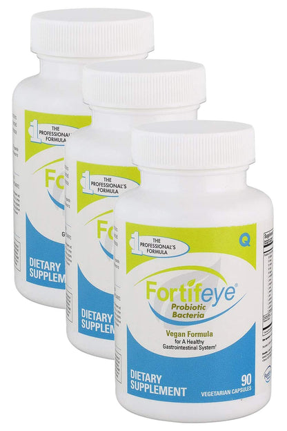 Fortifeye Probiotic Bacteria Vegan Supplement with Digestive Enzymes 90 Capsules 30 Day Supply - Probiotics for Digestive Health Women, Men & Kids, Supports Digestion, Bloating and Ocular Systems