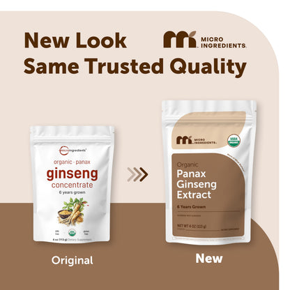 Micro Ingredients Organic Korean Ginseng Root Powder, 4 Ounce | Red Panax Ginseng Root | Traditional Asian Herb | Non-GMO & Vegan Friendly