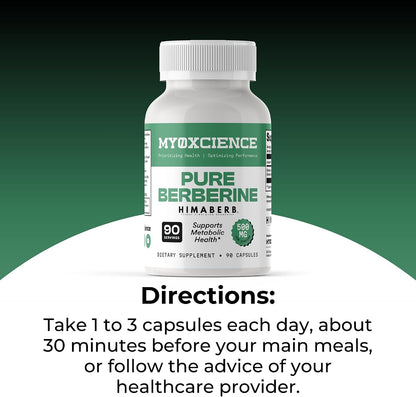 MYOXCIENCE Pure Berberine Himaberb | 500 mg of Berberine HCl per Serving | 90 Servings