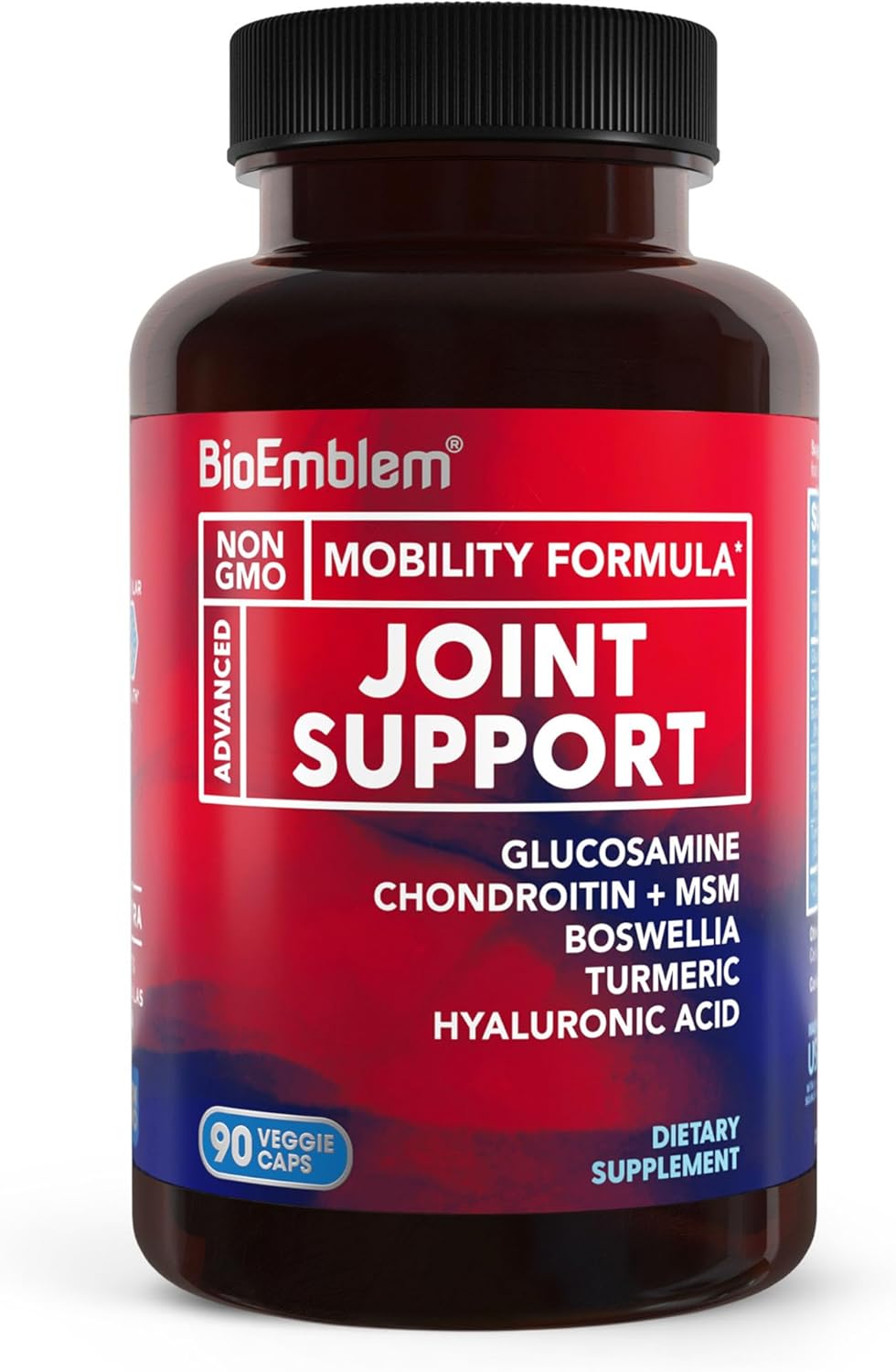 BioEmblem Glucosamine Sulfate 1500mg with Chondroitin & MSM, Joint Support Supplement with Boswellia, Turmeric & Hyaluronic Acid, Supports Mobility, Flexibility & Cartilage Health, Non-GMO, 90 Caps