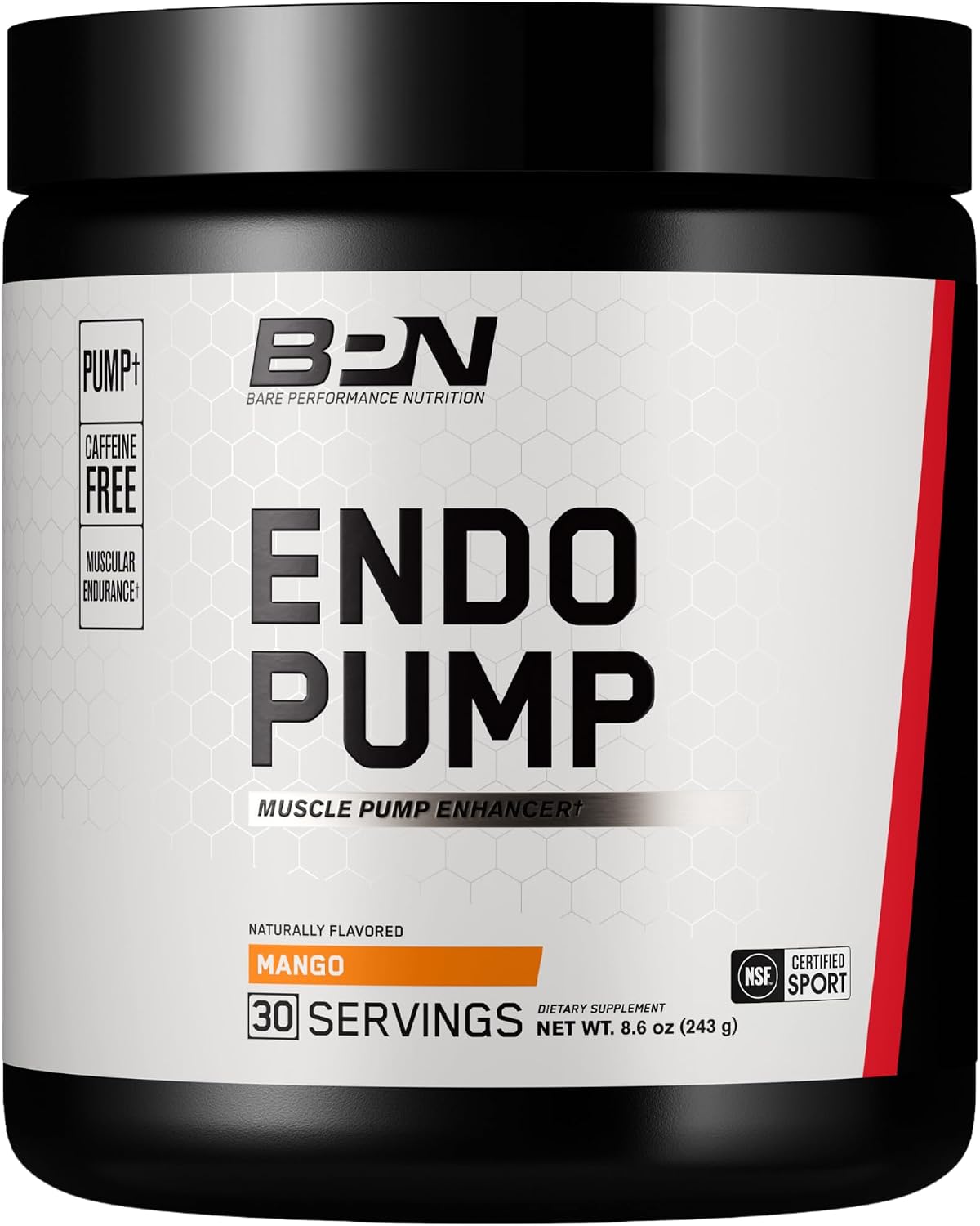 BARE PERFORMANCE NUTRITION, BPN EndoPump Pre-Workout Muscle Pump Enhancer w/L-Citrulline, Increased Blood Flow/Oxygen Transport to Muscles, 30 Servings, Mango