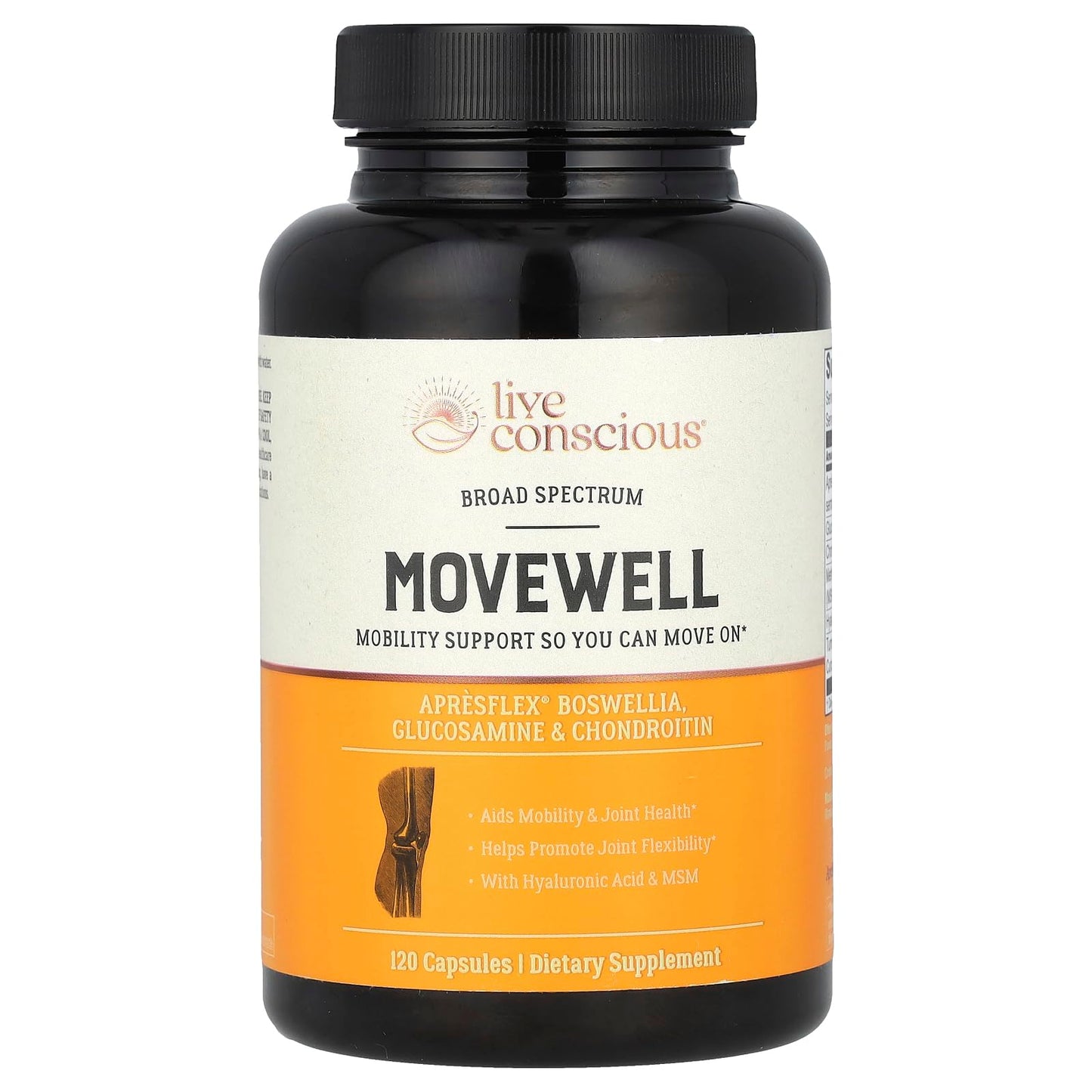 Live Conscious Glucosamine Chondroitin with MSM, Hyaluronic Acid, and More - MoveWell Joint Health Supplement