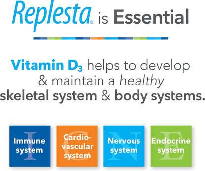Replesta 50,000 IU Vitamin D3 Cholecalciferol, for Vitamin D Deficiency, Once-Weekly Chewable Wafer, Non-GMO, Natural Orange Flavor, 8 Count (Pack of 1)