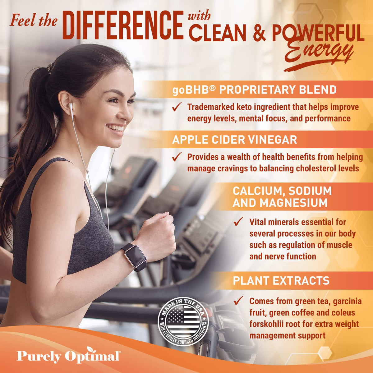 Purely Optimal Premium Keto+Apple Cider Vinegar Pills - Promote Ketosis, Boost Energy