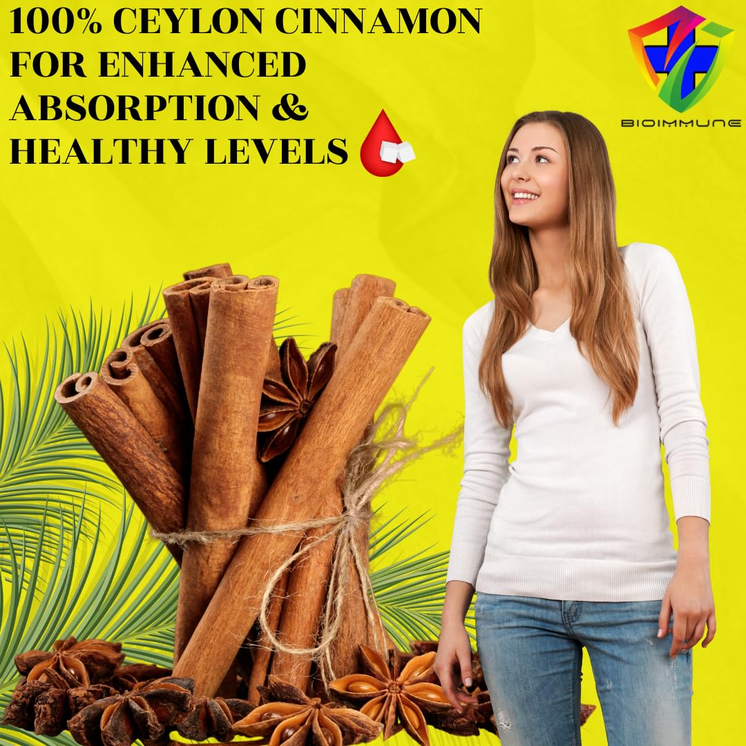 BioImmune Berberine Supplement Synergistically Enhanced Potency, Ceylon Cinnamon for Enhanced Absorption & Synergistic Effects for Healthy Levels