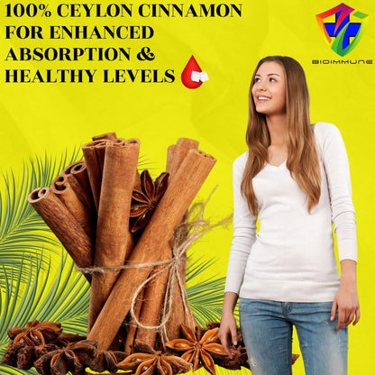 BioImmune Berberine Supplement Synergistically Enhanced Potency, Ceylon Cinnamon for Enhanced Absorption & Synergistic Effects for Healthy Levels
