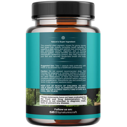 Chlorophyll Capsules for Cleanse and Detox Support - Internal Deodorant Pills for Body Odor with Mint & Parsley Extract Healthy Skin Immunity & Digestive Support - Vegan Non-GMO & Gluten Free (60ct)