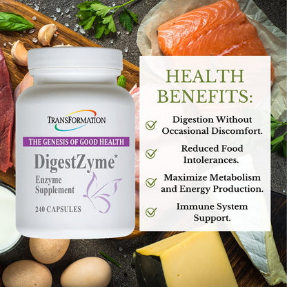 TRANSFORMATION THE GENESIS OF GOOD HEALTH Enzymes Natural DigestZyme Supplement Formula for Overall Health for Children, Nutrient Absorption, Support Digestion During Pregnancy & Lactation, 120