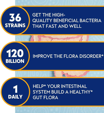 Probiotic 100 Billion CFU + 120 Billion CFU for Gut & Digestive Health, Vegan Acidophilus Probiotic Supplement