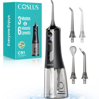 COSLUS ADA Accepted C51 Water Dental Flosser, 3 Modes 6 Pressure, White