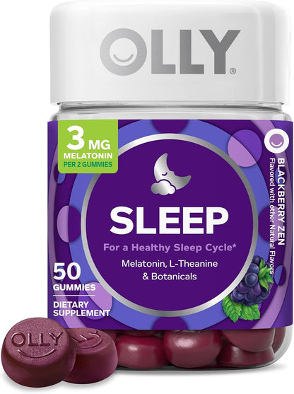 OLLY Sleep Support Gummy Supplement,* 3 mg Melatonin, L-Theanine - 50 Count