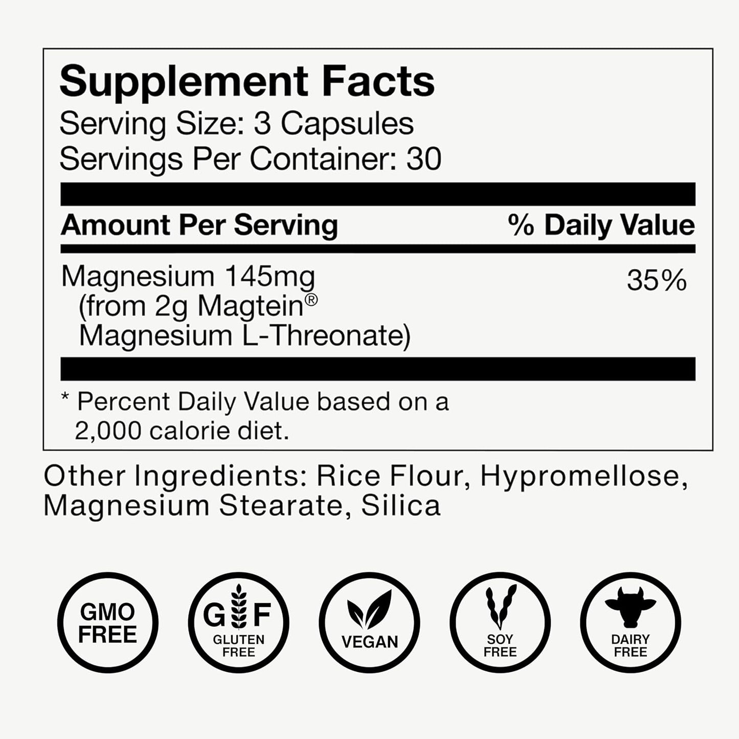 Momentous Magtein Magnesium L-Threonate - Brain & Rest Support Supplement - Boosts Cognitive Function & Sleep Quality - NSF Certified for Sport -145 mg - 30 Servings