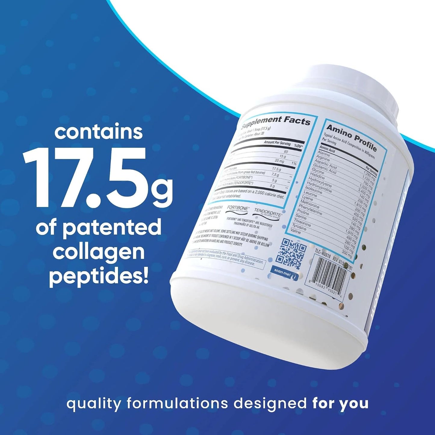 NuEthix Formulations Nu-Youth + Collagen Protein, Collagen Peptides, May Help Support Bones and Joints Dietary Supplement, 30 Servings