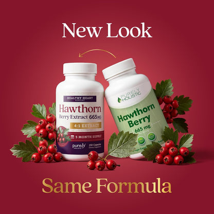 Hawthorn Berry Supplement, 5 Month Supply, Powerful 4:1 Hawthorn Extract | High Strength Hawthorne Berries, Cardiovascular Health Support, Hawthorne Berry Supplement, Vegan & Non-GMO, 150 Capsules