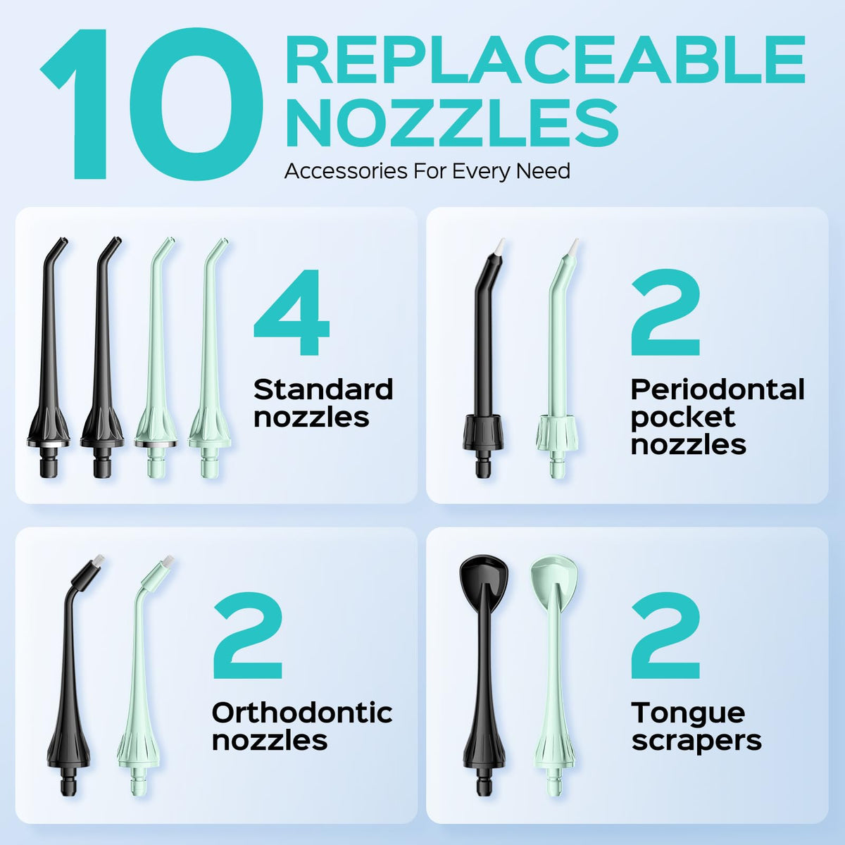 COSLUS ADA Accepted C20 Water Dental Flosser Pick, Professional Set Black