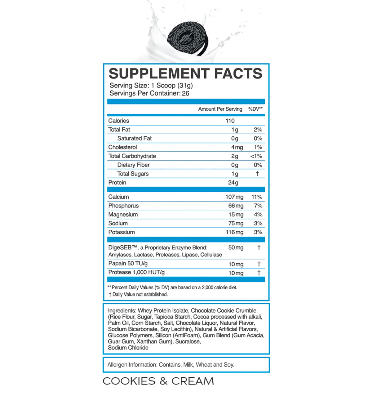 eFlow Nutrition 100% Whey Protein Isolate - Lactose-Free Digestive Enzymes Added