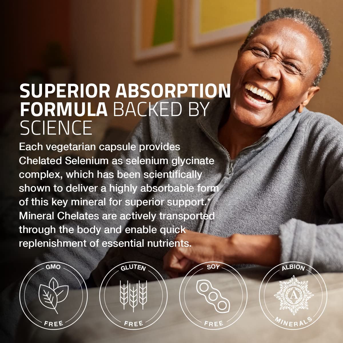 Bronson Selenium 200 mcg Albion Chelated Amino Acid Complex, 250 Capsules | Yeast-Free Essential Trace Mineral, Immune, Prostate & Metabolism Support, Vegetarian, Non-GMO, Gluten-Free & Soy-Free