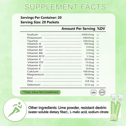 CANLIST Electrolyte Powder - Sugar Free Hydration Drink Mix with Sodium, Potassium, Magnesium - Vegan Friendly, Zero Calorie Electrolytes Supplement for Energy & Recovery (20 Stick Packets)