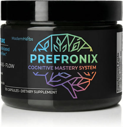 Prefronix Nootropic Brain Supplement, Ginkgo Biloba, Memory & Cognitive | 100-Day Supply; Caffeine-Free Daily Focus; 14 Botanicals for Men, Women and Seniors; GMP-Certified Quality