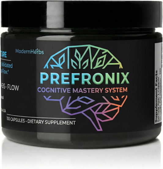 Prefronix Nootropic Brain Supplement, Ginkgo Biloba, Memory & Cognitive | 100-Day Supply; Caffeine-Free Daily Focus; 14 Botanicals for Men, Women and Seniors; GMP-Certified Quality
