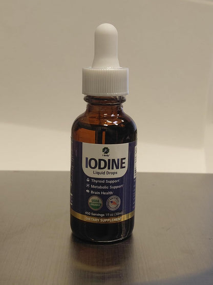 1 Body Liquid Iodine Drops, Potassium Iodide Supplement, 450 Servings