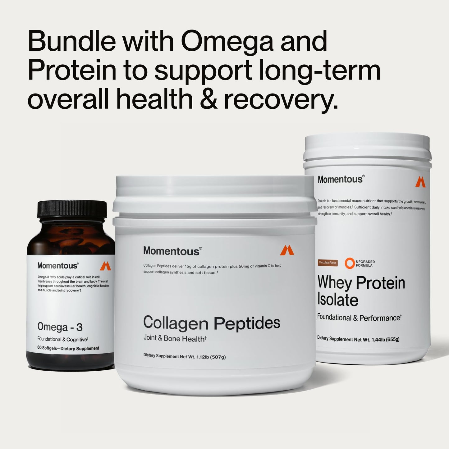 Momentous Grass-Fed Collagen Peptides Powder - Collagen Protein Powder with Fortigel & Vitamin C for Hair, Skin, Nails, & Joint Health Support - NSF Certified for Sport - Packaging May Vary