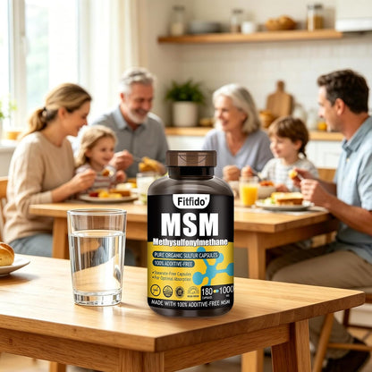 MSM Capsules 1000mg, 99.9% Pure Organic Sulfur, 180 Count | Joint Support, Hair Skin & Nails, Stearate-Free, No Fillers, Daily Wellness, Third-Party Tested, Non-GMO, Gluten Free