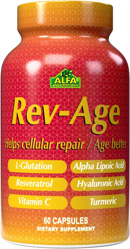 ALFA VITAMINS Rev-Age Cellular Repair Supplement for Anti-Aging & Immune System Support - 60 Capsules