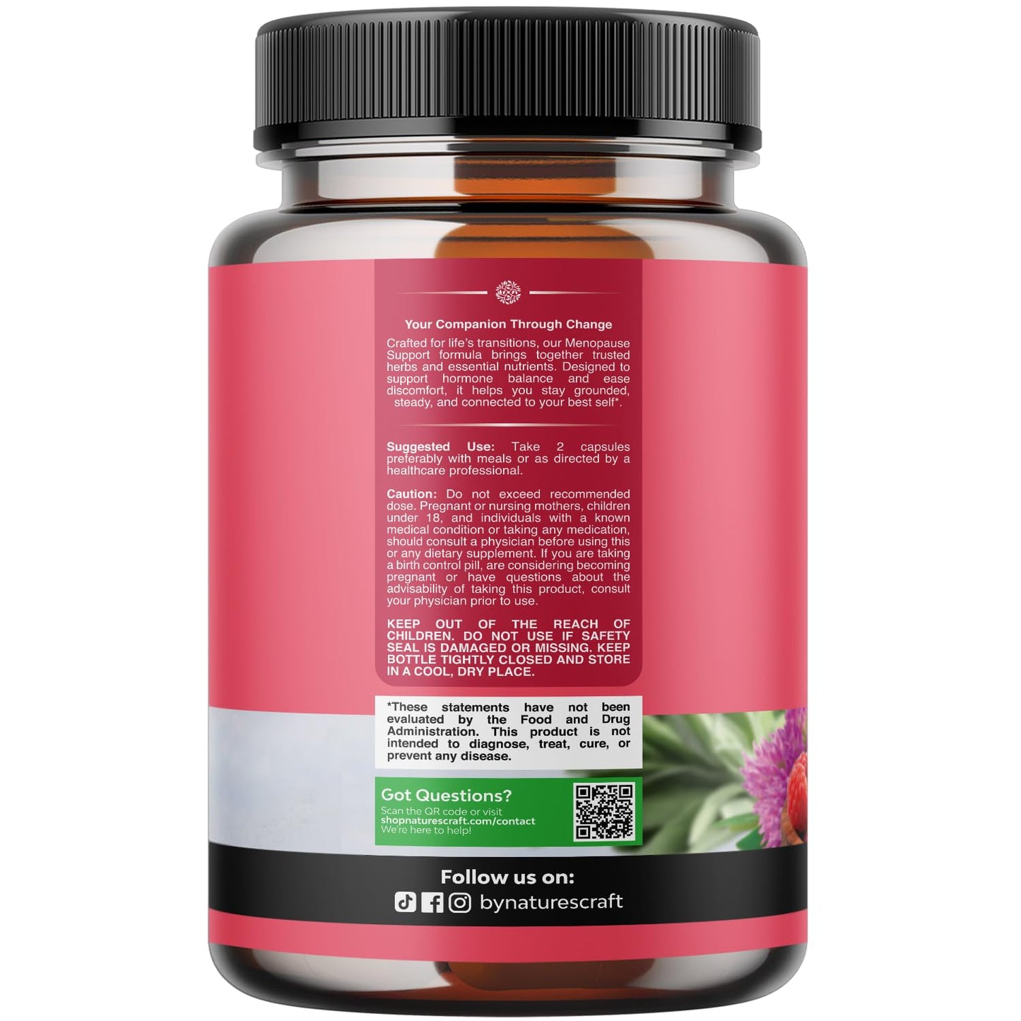 Natures Craft Complete Herbal Menopause Supplement for Women - Female Hormone Balance Capsules for Night Sweats Hot Flashes & Mood Swings with Dong Quai, Chaste Berry & Black Cohosh Root - 60 Count