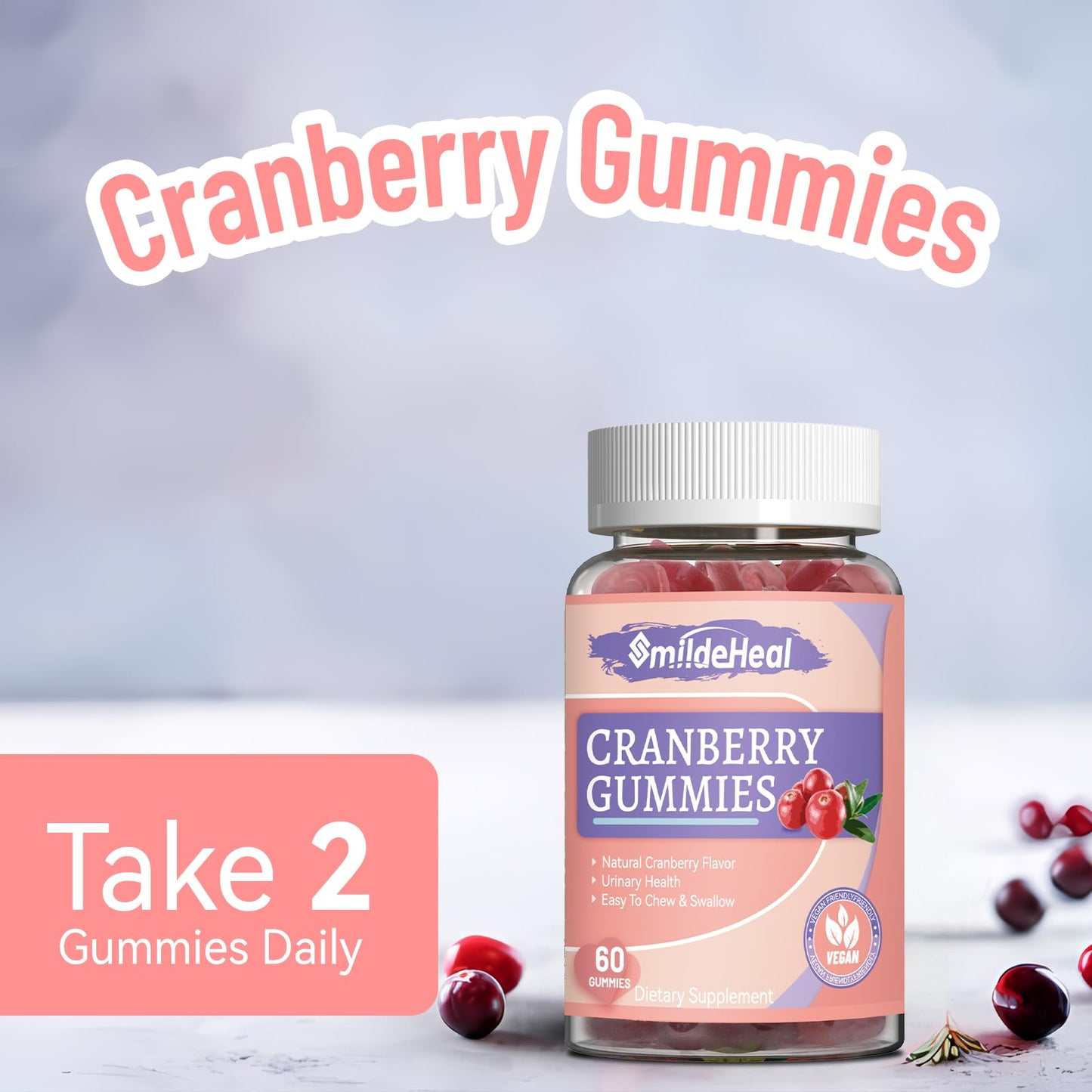 Cranberry Gummies 1000mg, Cranberry Supplements for Women 60 Count | Cranberry Gummies 1000mg, Cranberry Supplements for Women, with D-Mannose 250mg, Urinary Tract Health 60 Count
