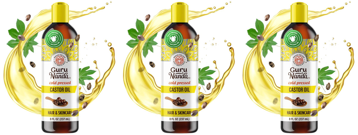GuruNanda Castor Oil USDA Certified Organic, Pure & Natural, 8 fl oz