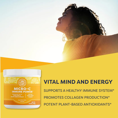 Vimergy Micro-C Immune Power TM *- 250g– 69 Servings – 2000mg/serving – Gentle Form – Antioxidant Phytonutrients – Immune & Nerve Support – Benefits Bone & Cartilage – Gluten-Free – Kosher – Vegan