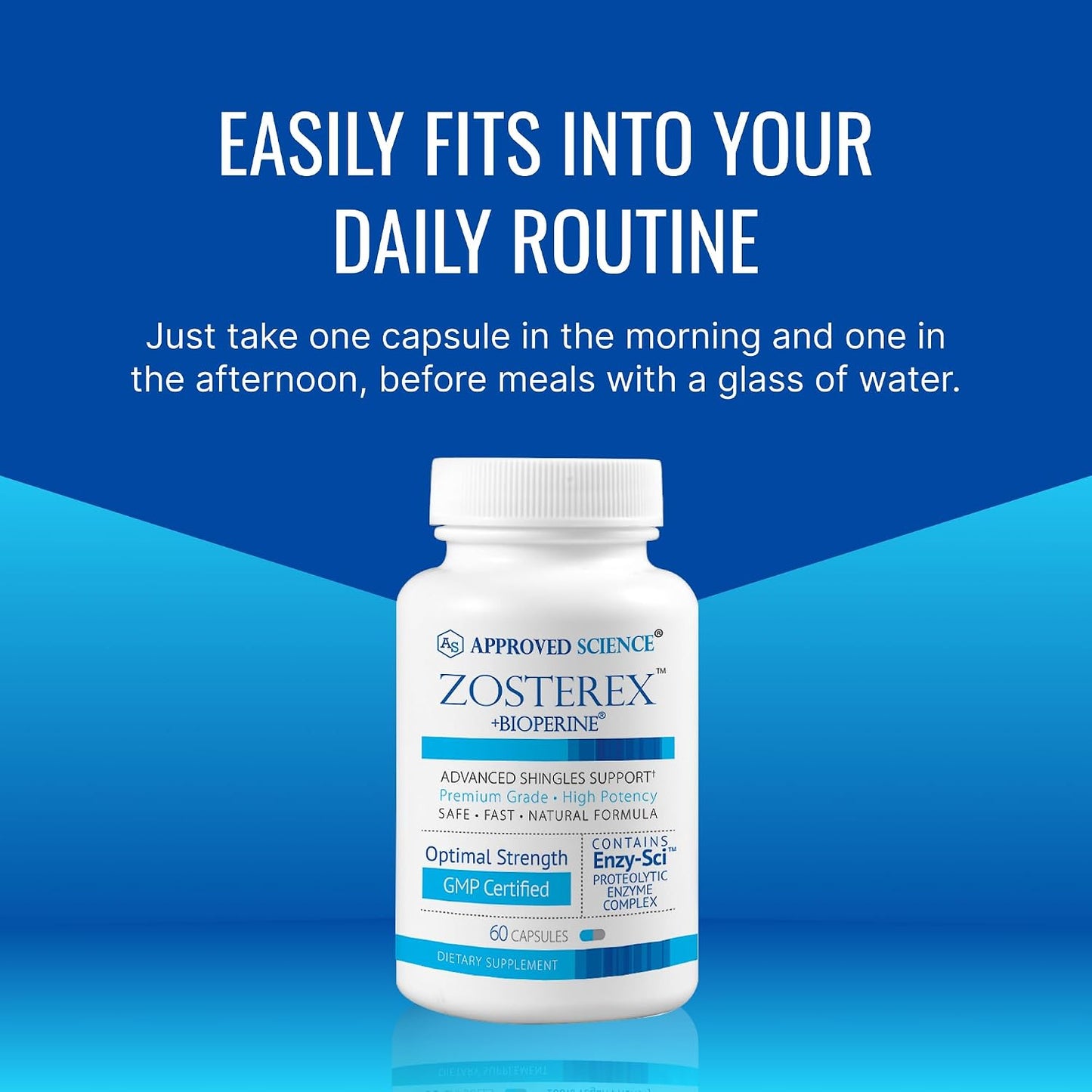 Approved Science Zosterex - Extra-Strength L-Lysine 1000mg, Vitamin B Complex, Zinc - Immune Support & Cold Sore Treatment - 60 Vegan Capsules - 1 Bottle