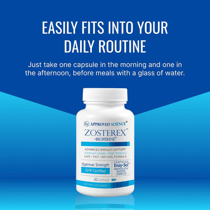 Approved Science Zosterex - Extra-Strength L-Lysine 1000mg, Vitamin B Complex, Zinc - Immune Support & Cold Sore Treatment - 60 Vegan Capsules - 1 Bottle
