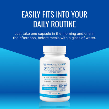 Approved Science Zosterex - Extra-Strength L-Lysine 1000mg, Vitamin B Complex, Zinc - Immune Support & Cold Sore Treatment - 60 Vegan Capsules - 1 Bottle
