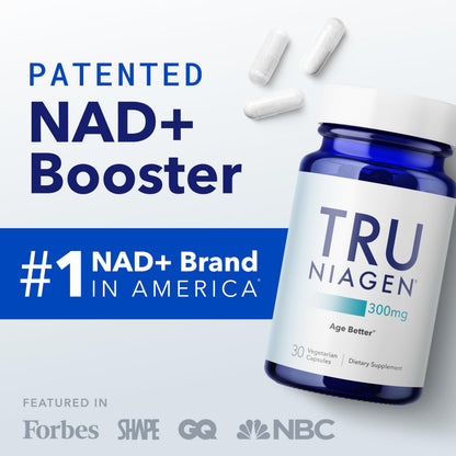 TRU NIAGEN Patented NAD+ Supplement, 300mg Niagen, 30 Servings | Nicotinamide Riboside (NR) Take 1 Daily | 1 Bottle