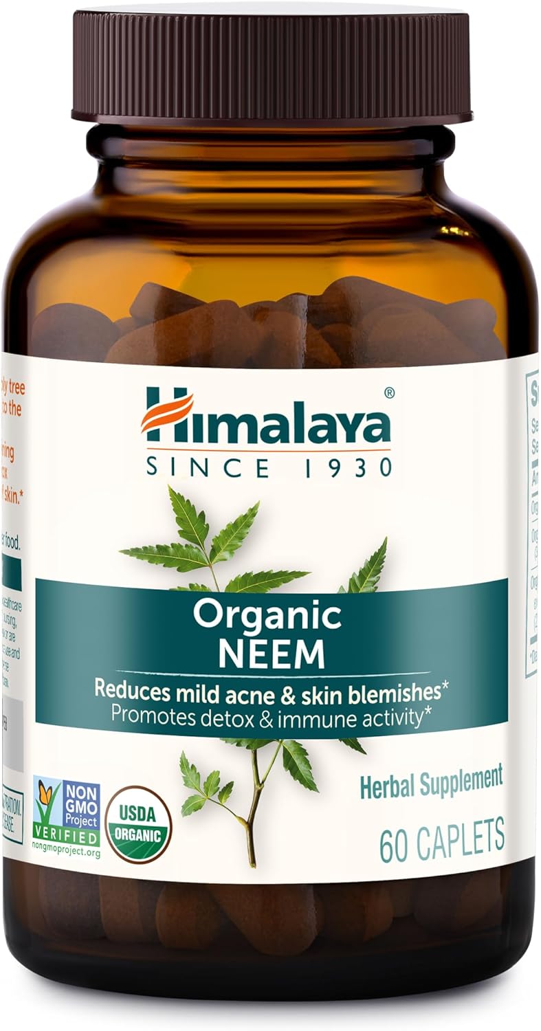 Himalaya USDA Organic Neem Herbal Supplement, 600 mg, 60 Caplets