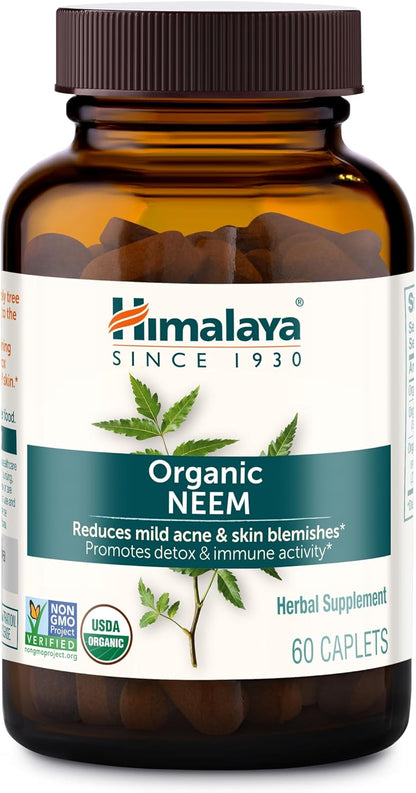 Himalaya USDA Organic Neem Herbal Supplement, 600 mg, 60 Caplets