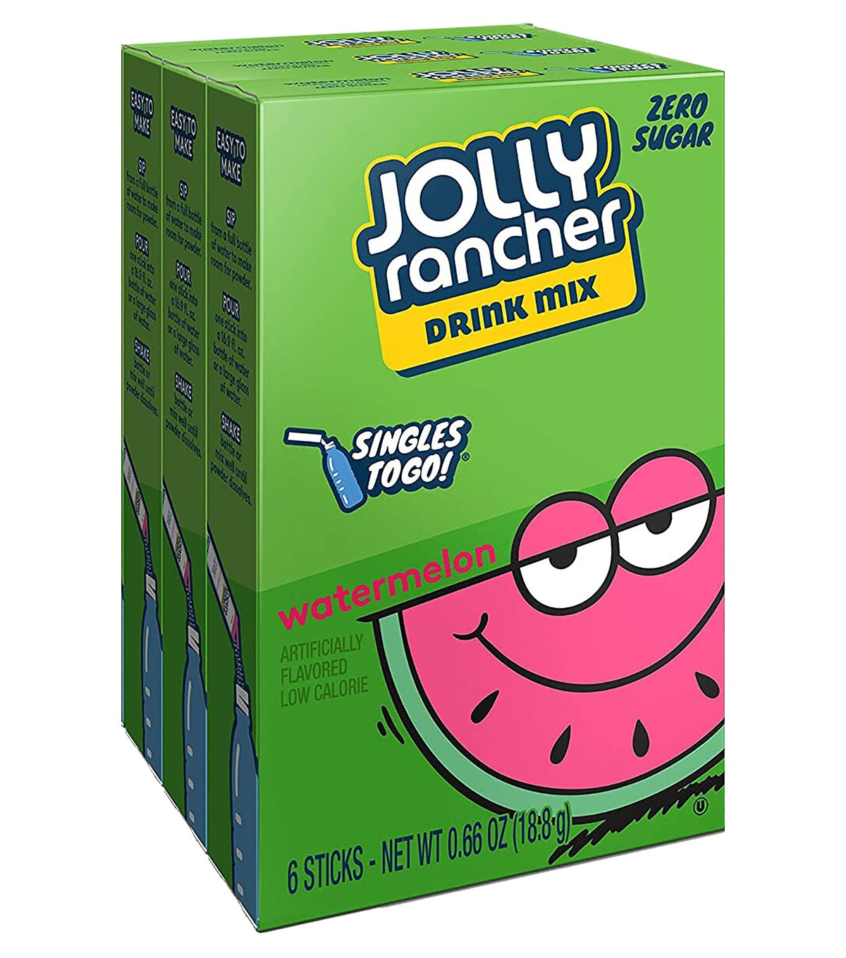 Jolly Rancher WATERMELON Singles to Go (4 Boxes of 6 Packets Each Box)