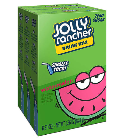 Jolly Rancher WATERMELON Singles to Go (4 Boxes of 6 Packets Each Box)