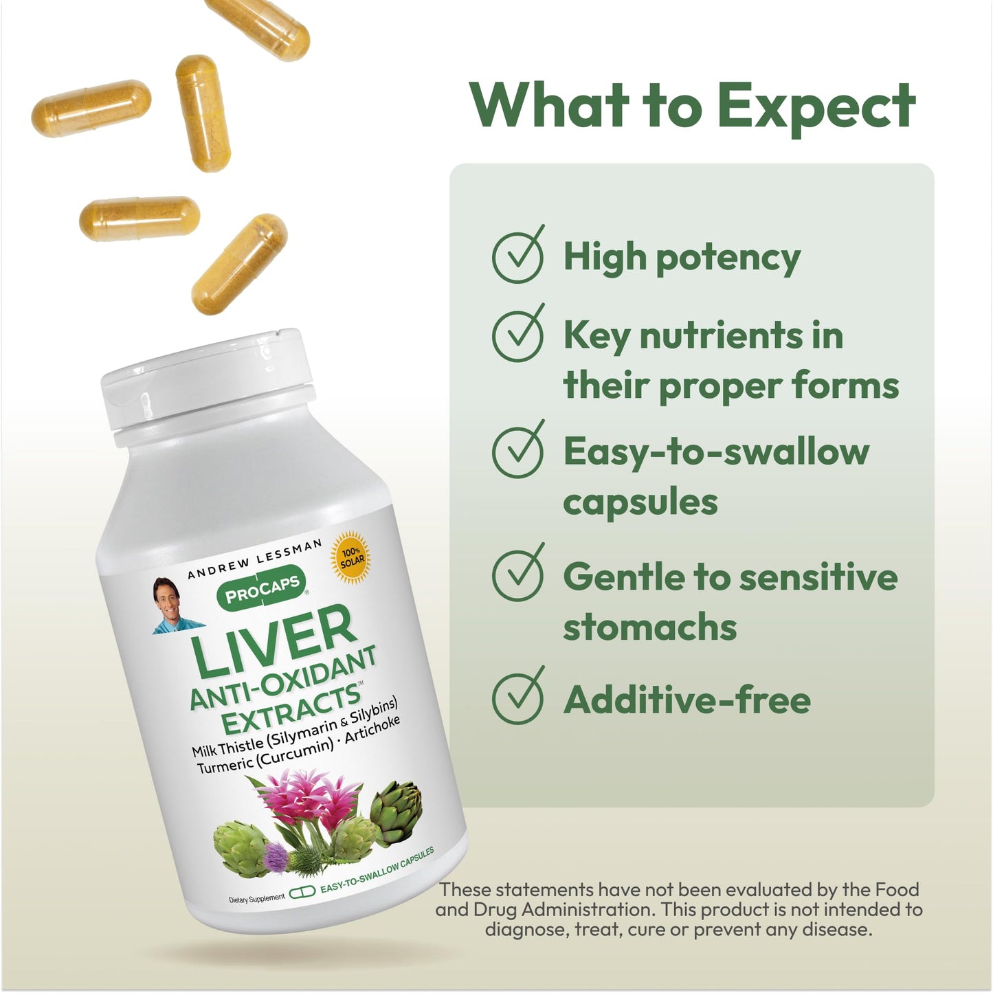 Andrew Lessman Liver Anti-Oxidant Extracts 60 Capsules | Milk Thistle & Curcumin phospholipid complexes for enhanced absorption. Includes Artichoke & B Vitamins.