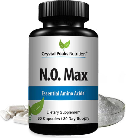 N.O. Max Nitric Oxide Supplement - L Arginine, Citrulline Malate, AAKG, Beta Alanine Amino acids - 60 Capsules
