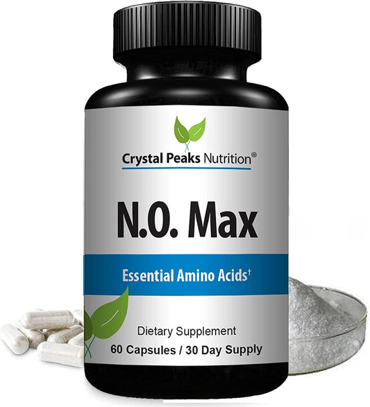 N.O. Max Nitric Oxide Supplement - L Arginine, Citrulline Malate, AAKG, Beta Alanine Amino acids - 60 Capsules