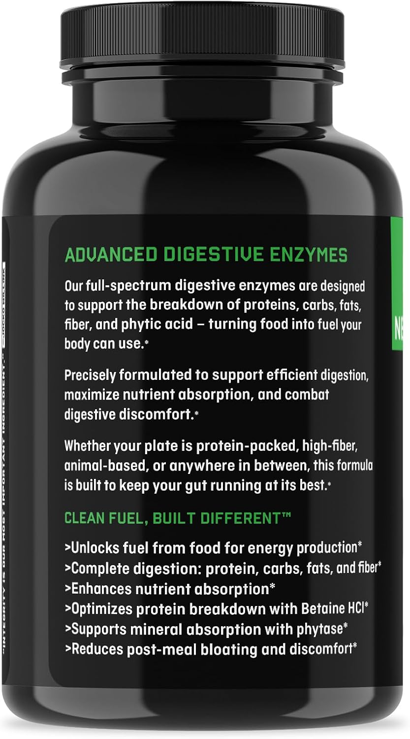 Jocko Fuel Digestive Enzymes - Full Spectrum Support, Nutrient Absorption, Gut Health Support, Digestion Aid - 60 Capsules