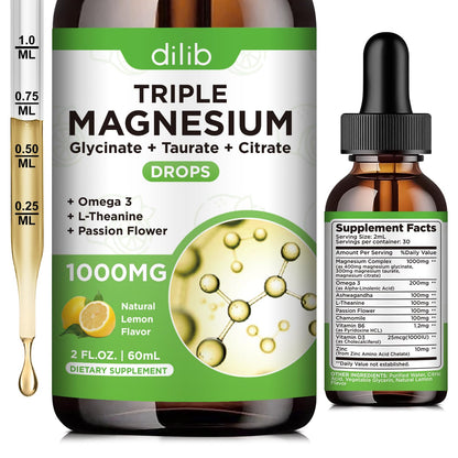 Magnesium Citrate Liquid Magnesium Drops Supplement 500mg-Support Stress Relief, Bone, Muscle, Mood, Sleep-2 Fl Oz, Vegan, Pineapple Flavor
